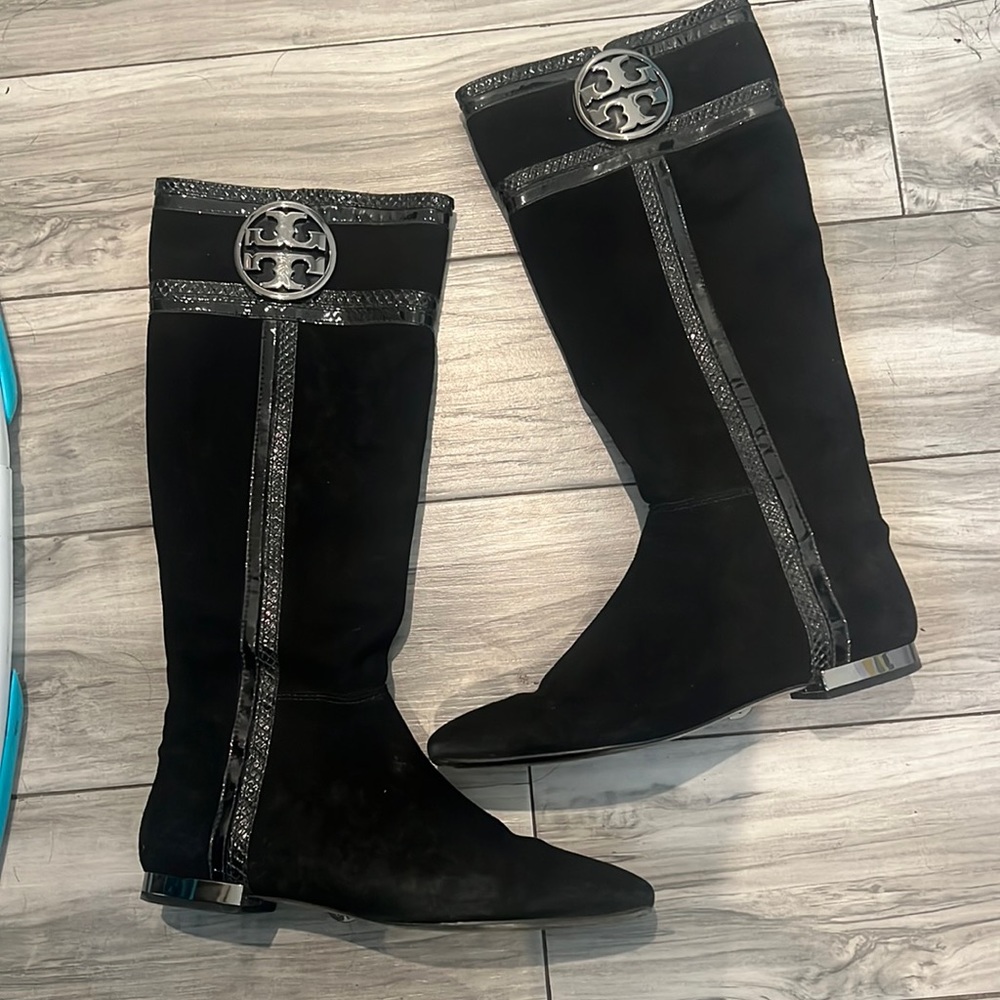 Tory Burch Sabina Boot Black Suede/Snake